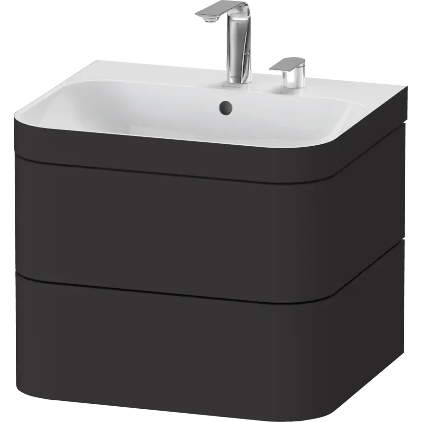 Duravit Happy D.2 23" x 19" x 19" Graphite Two Drawer C-Bonded Wall-Mount Vanity Kit (HP4635E8080)
