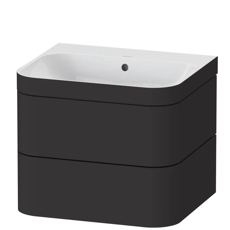 Duravit Happy D.2 23" x 19" x 19" Graphite Two Drawer C-Bonded Wall-Mount Vanity Kit (HP4635N8080)