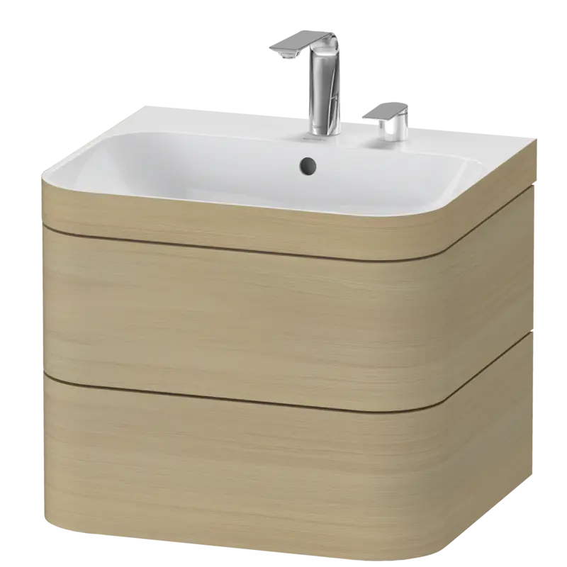Duravit Happy D.2 23" x 19" x 19" Mediterranean Oak Two Drawer C-Bonded Wall-Mount Vanity Kit (HP4635E7171)