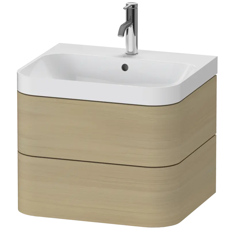 Duravit Happy D.2 23" x 19" x 19" Mediterranean Oak Two Drawer C-Shaped Wall-Mount Vanity Kit (HP4345O7171)
