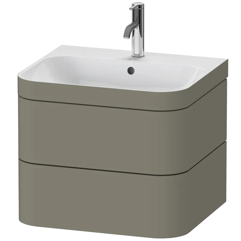 Duravit Happy D.2 23" x 19" x 19" Stone Gray Two Drawer C-Bonded Wall-Mount Vanity Kit (HP4635O9292)