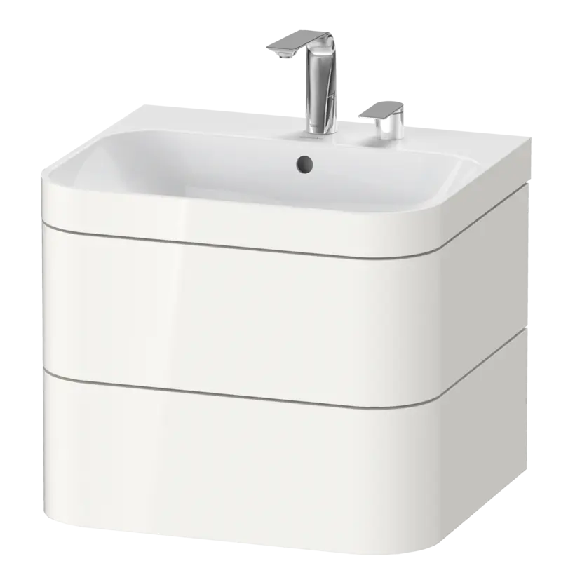 Duravit Happy D.2 23" x 19" x 19" White High Gloss Two Drawer C-Bonded Wall-Mount Vanity Kit (HP4635E2222)