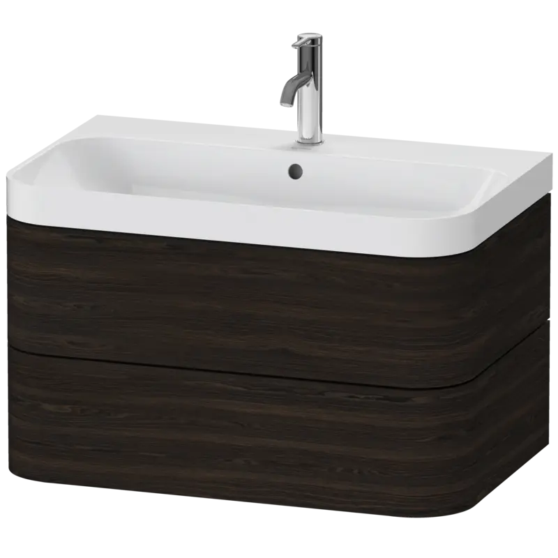 Duravit Happy D.2 31" x 19" x 19" Brushed Walnut Two Drawer C-Shaped Wall-Mount Vanity Kit (HP4347O6969)