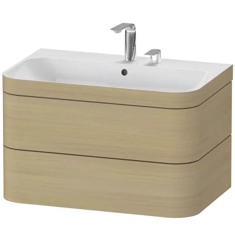 Duravit Happy D.2 31" x 19" x 19" Mediterranean Oak Two Drawer C-Bonded Wall-Mount Vanity Kit (HP4637E7171)