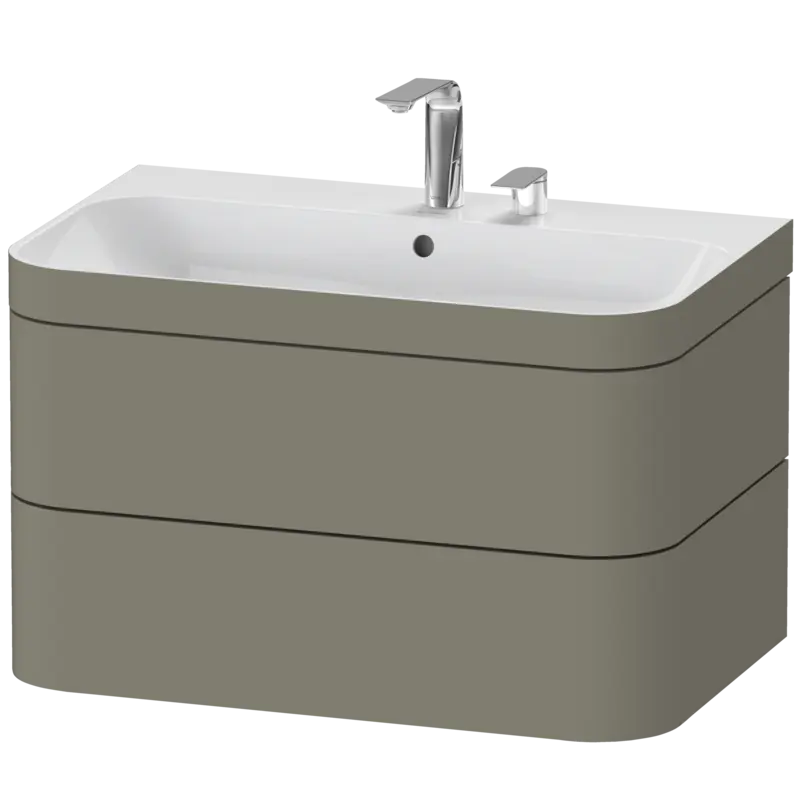 Duravit Happy D.2 31" x 19" x 19" Stone Gray Two Drawer C-Bonded Wall-Mount Vanity Kit (HP4637E9292)