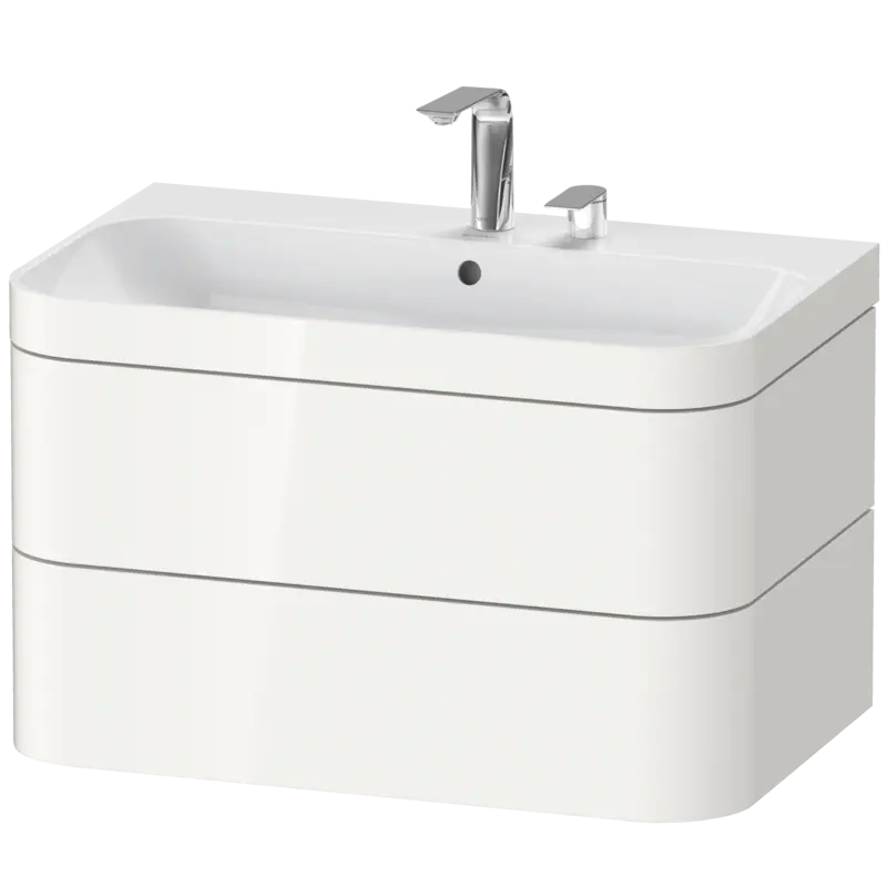 Duravit Happy D.2 31" x 19" x 19" White High Gloss Two Drawer C-Bonded Wall-Mount Vanity Kit (HP4637E2222)