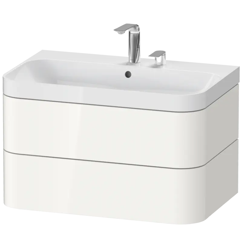Duravit Happy D.2 31" x 19" x 19" White High Gloss Two Drawer C-Shaped Wall-Mount Vanity Kit (HP4347E2222)