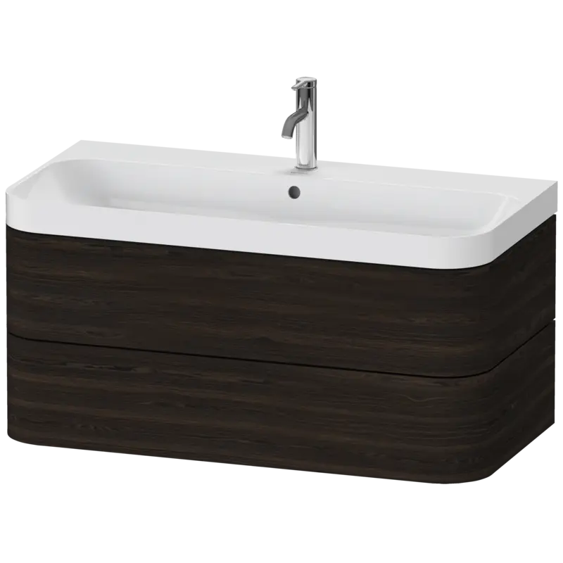 Duravit Happy D.2 38" x 19" x 19" Brushed Walnut Two Drawer C-Shaped Wall-Mount Vanity Kit (HP4348O6969)