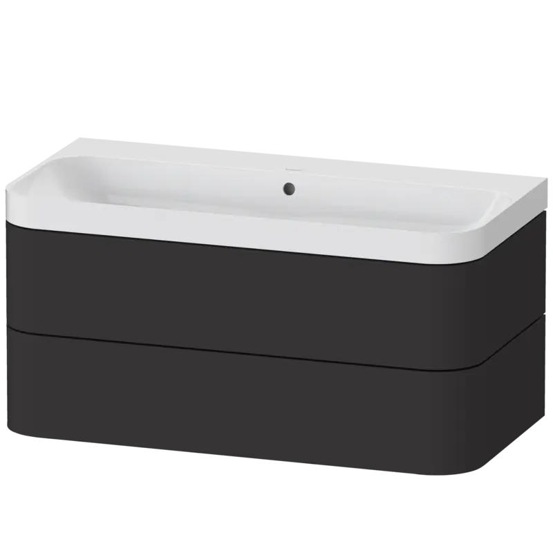 Duravit Happy D.2 38" x 19" x 19" Graphite Two Drawer C-Shaped Wall-Mount Vanity Kit (HP4348N8080)
