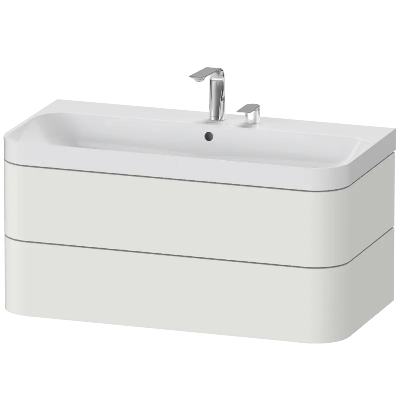 Duravit Happy D.2 38" x 19" x 19" Nordic White Two Drawer C-Shaped Wall-Mount Vanity Kit (HP4348E3939)