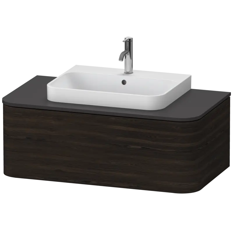 Duravit Happy D.2 39" x 14" x 22" Brushed Walnut One Drawer Wall-Mount Vanity Unit (HP494106969)