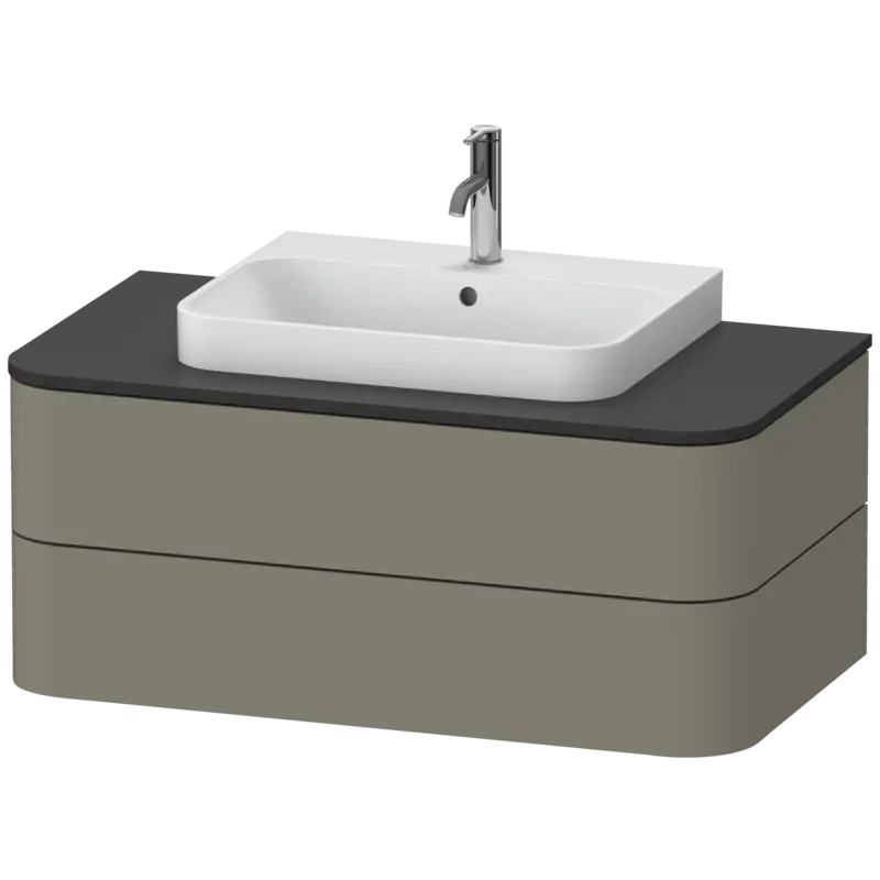 Duravit Happy D.2 39" x 16" x 22" Stone Gray Two Drawer Wall-Mount Vanity Unit (HP497109292)