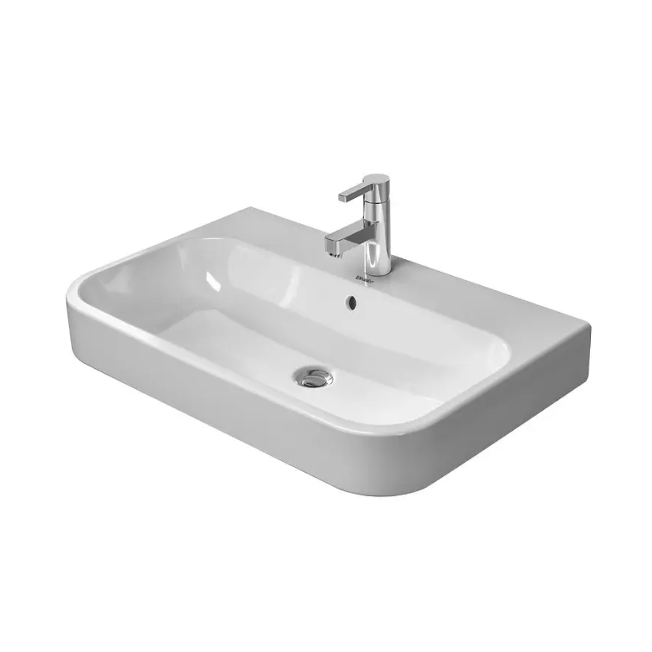 Duravit Happy D.2 39" x 20" x 7" White Vanity Sink With WonderGliss (23181000301)