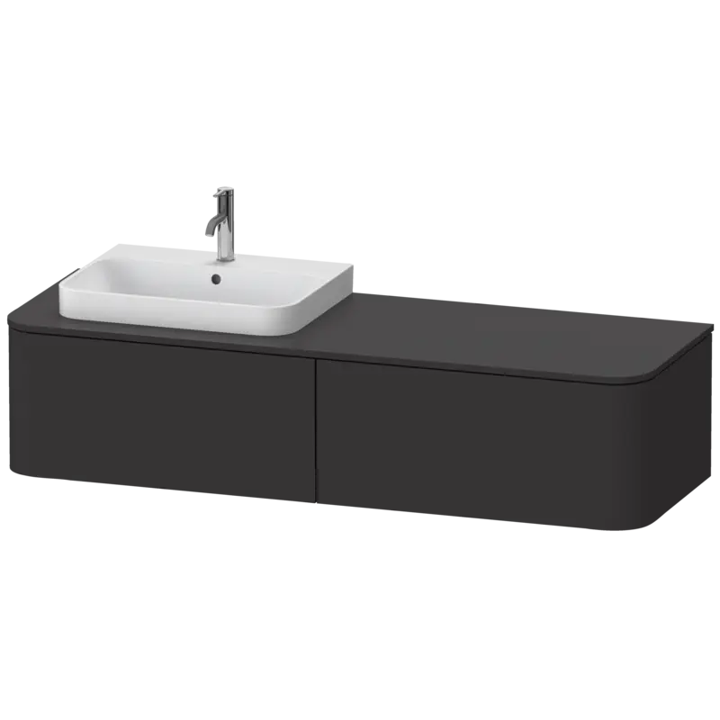 Duravit Happy D.2 63" x 14" x 22" Graphite Two Drawer Wall-Mount Vanity Unit (HP4944L8080)
