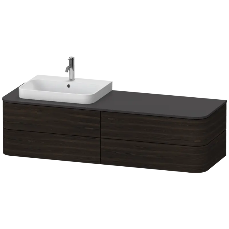 Duravit Happy D.2 63" x 16" x 22" Brushed Walnut Four Drawer Wall-Mount Vanity Unit (HP4963L6969)