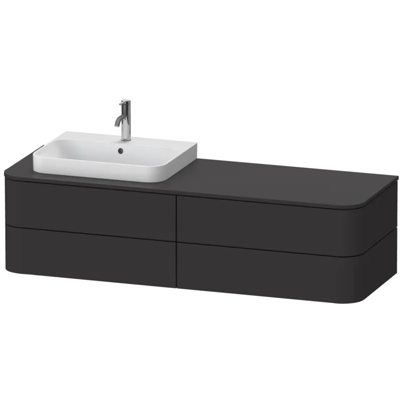 Duravit Happy D.2 63" x 16" x 22" Graphite Four Drawer Wall-Mount Vanity Unit (HP4963L8080)
