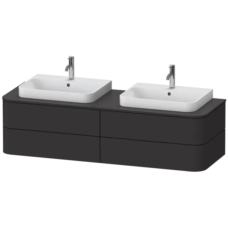 Duravit Happy D.2 63" x 16" x 22" Graphite Four Drawer Wall-Mount Vanity Unit (HP4964B8080)