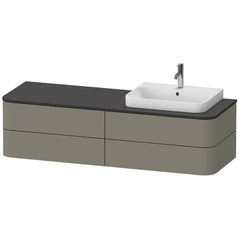 Duravit Happy D.2 63" x 16" x 22" Stone Gray Four Drawer Wall-Mount Vanity Unit (HP4963R9292)