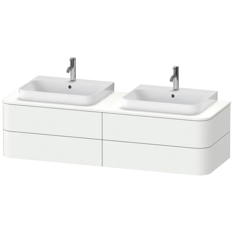 Duravit Happy D.2 63" x 16" x 22" White Satin Matt Four Drawer Wall-Mount Vanity Unit (HP4964B3636)
