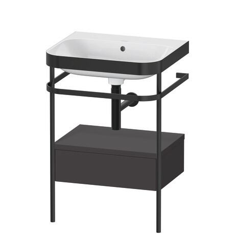 Duravit Happy D.2 Plus 23" x 33" x 19" Graphite Finish, C-Bonded Vanity Kit With Sink and Metal Console (HP4740N8080)