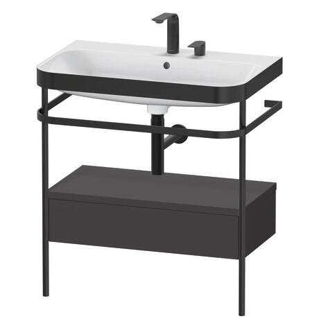Duravit Happy D.2 Plus 31" x 33" x 19" Graphite Finish, C-Bonded Vanity Kit With Sink and Metal Console (HP4742E8080)
