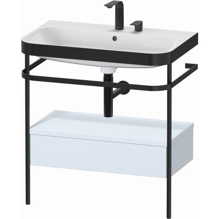 Duravit Happy D.2 Plus 31" x 33" x 19" Light Blue Finish, C-Bonded Vanity Kit With Sink and Metal Console (HP4742E9797)