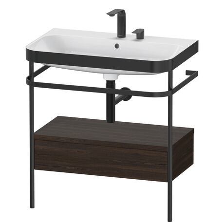 Duravit Happy D.2 Plus 31" x 33" x 19" Walnut Brushed Finish, C-Bonded Vanity Kit With Sink and Metal Console (HP4742E6969)