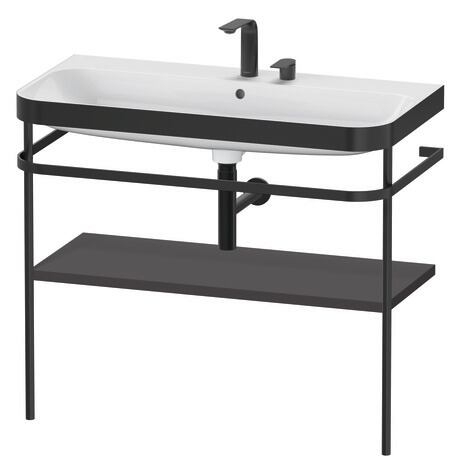 Duravit Happy D.2 Plus 38" x 33" x 19" Graphite Finish, C-Bonded Vanity Kit With Sink and Metal Console (HP4738E8080)