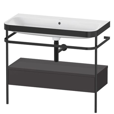 Duravit Happy D.2 Plus 38" x 33" x 19" Graphite Finish, C-Bonded Vanity Kit With Sink and Metal Console (HP4743N8080)