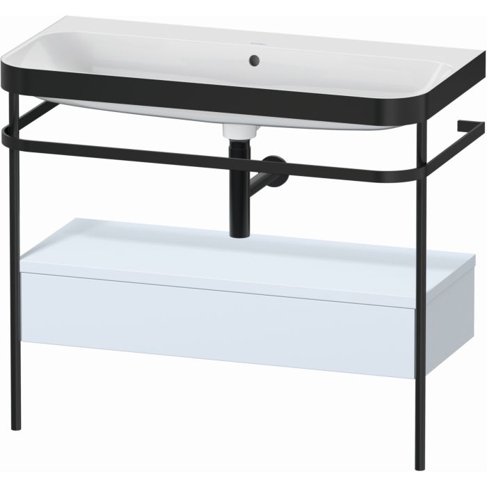 Duravit Happy D.2 Plus 38" x 33" x 19" Light Blue Finish, C-Bonded Vanity Kit With Sink and Metal Console (HP4743N9797)