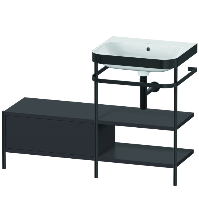 Duravit Happy D.2 Plus 47" x 33" x 19" Graphite Finish, C-Bonded Vanity Kit With Sink and Metal Console (HP4745N8080)