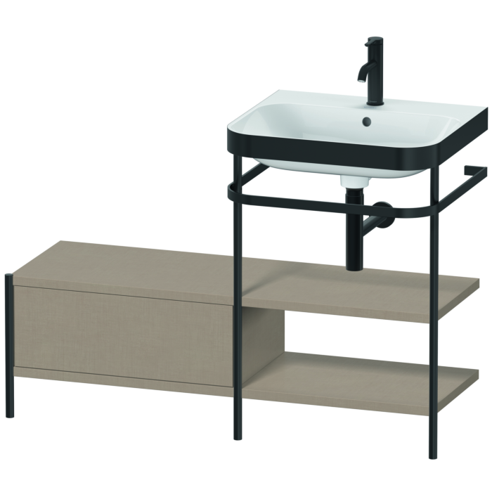 Duravit Happy D.2 Plus 47" x 33" x 19" Linen Finish, C-Bonded Vanity Kit With Sink and Metal Console (HP4745O7575)