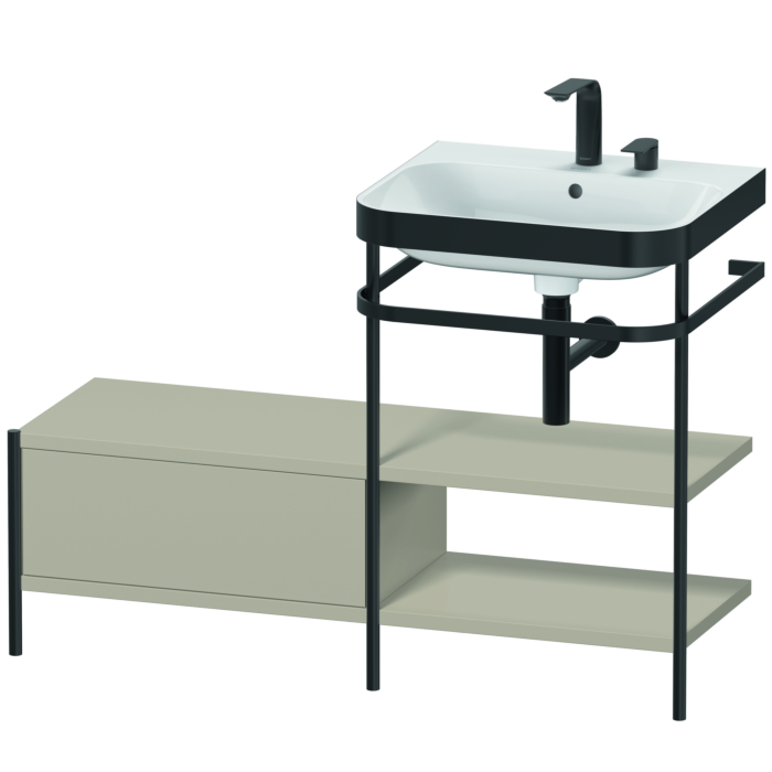 Duravit Happy D.2 Plus 47" x 33" x 19" Taupe Finish, C-Bonded Vanity Kit With Sink and Metal Console (HP4745E6060)