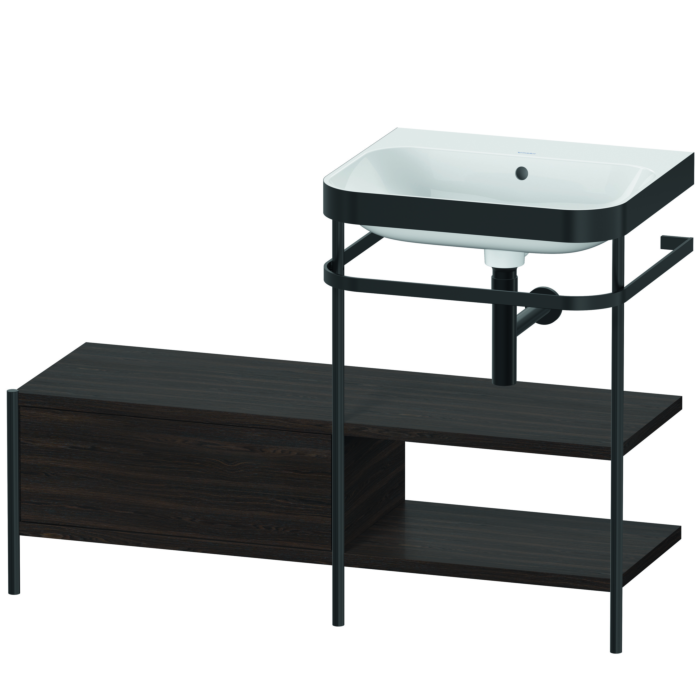 Duravit Happy D.2 Plus 47" x 33" x 19" Walnut Brushed Finish, C-Bonded Vanity Kit With Sink and Metal Console (HP4745N6969)