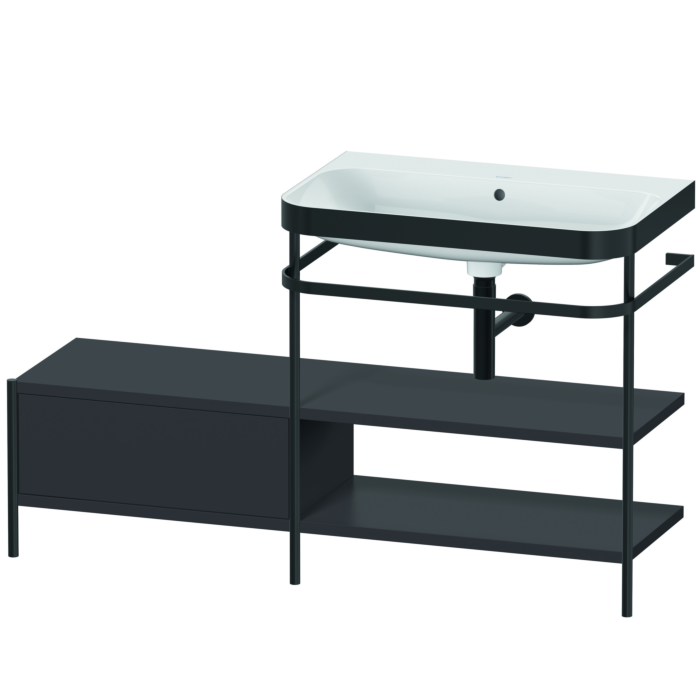 Duravit Happy D.2 Plus 55" x 33" x 19" Graphite Finish, C-Bonded Vanity Kit With Sink and Metal Console (HP4747N8080)