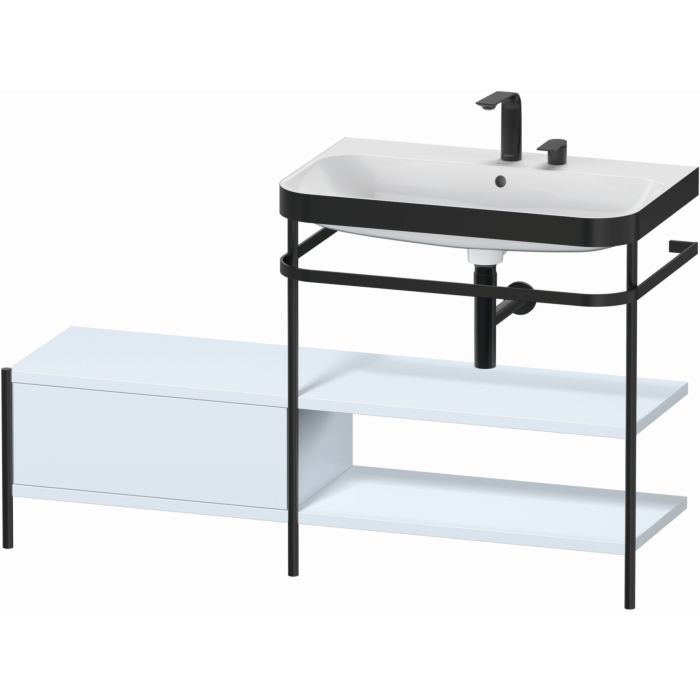 Duravit Happy D.2 Plus 55" x 33" x 19" Light Blue Finish, C-Bonded Vanity Kit With Sink and Metal Console (HP4747E9797)