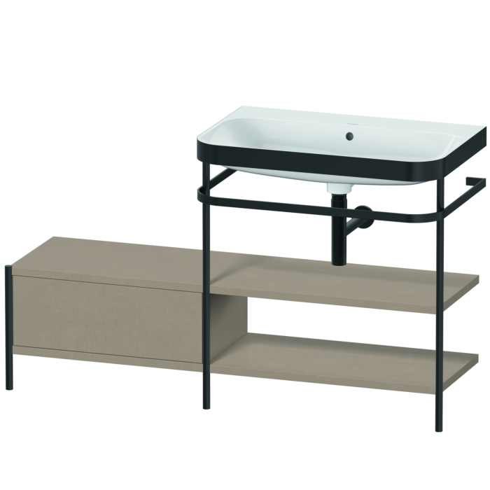 Duravit Happy D.2 Plus 55" x 33" x 19" Linen Finish, C-Bonded Vanity Kit With Sink and Metal Console (HP4747N7575)