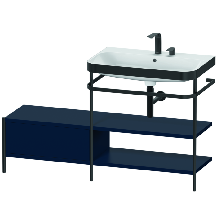 Duravit Happy D.2 Plus 55" x 33" x 19" Midnight Blue Finish, C-Bonded Vanity Kit With Sink and Metal Console (HP4747E9898)