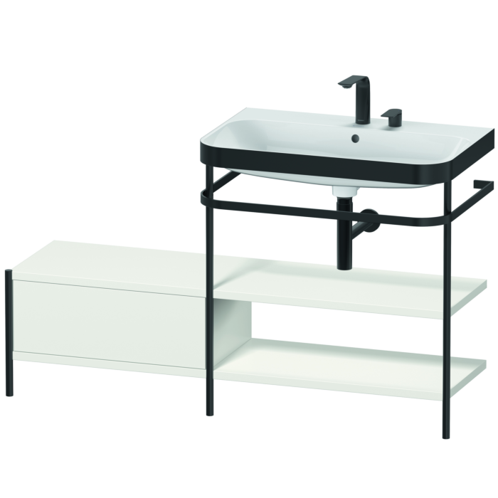 Duravit Happy D.2 Plus 55" x 33" x 19" Nordic White Finish, C-Bonded Vanity Kit With Sink and Metal Console (HP4747E3939)