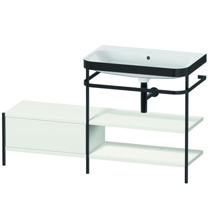 Duravit Happy D.2 Plus 55" x 33" x 19" Nordic White Finish, C-Bonded Vanity Kit With Sink and Metal Console (HP4747N3939)