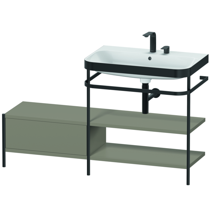 Duravit Happy D.2 Plus 55" x 33" x 19" Stone Gray Finish, C-Bonded Vanity Kit With Sink and Metal Console (HP4747E9292)