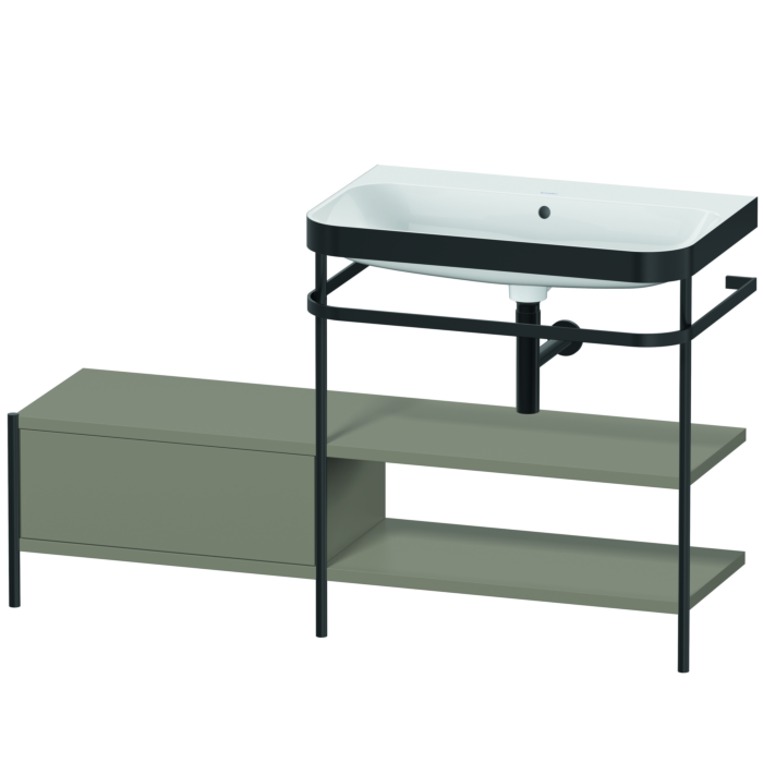 Duravit Happy D.2 Plus 55" x 33" x 19" Stone Gray Finish, C-Bonded Vanity Kit With Sink and Metal Console (HP4747N9292)