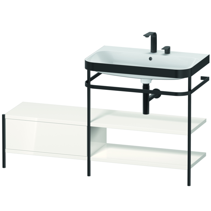 Duravit Happy D.2 Plus 55" x 33" x 19" White High Gloss Finish, C-Bonded Vanity Kit With Sink and Metal Console (HP4747E2222)