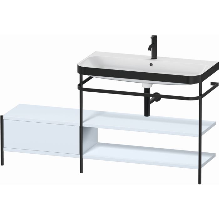 Duravit Happy D.2 Plus 63" x 33" x 19" Light Blue Finish, C-Bonded Vanity Kit With Sink and Metal Console (HP4748O9797)