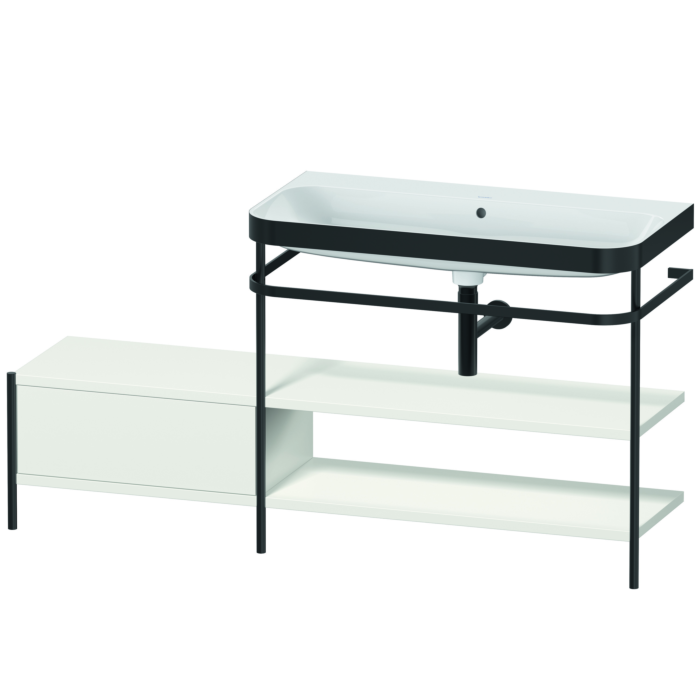 Duravit Happy D.2 Plus 63" x 33" x 19" Nordic White Finish, C-Bonded Vanity Kit With Sink and Metal Console (HP4748N3939)