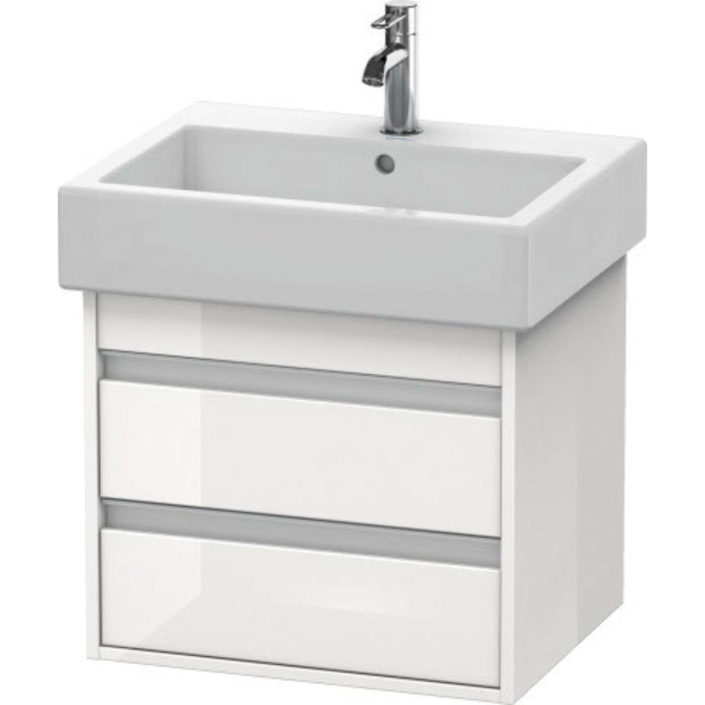 Duravit Ketho 22" x 19" x 17" Two Drawer Wall-Mount Vanity Unit in White High Gloss (KT663602222)