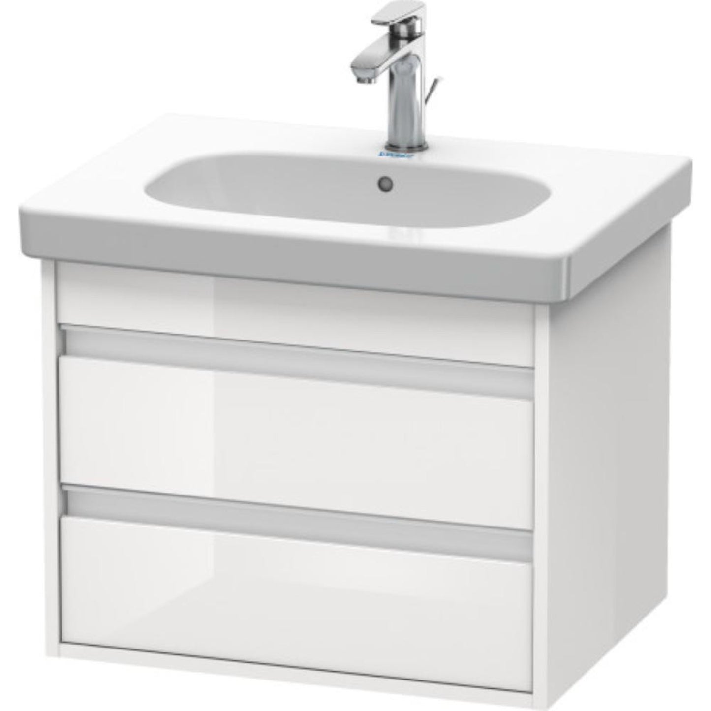Duravit Ketho 24" x 19" x 18" Two Drawer Wall-Mount Vanity Unit in White High Gloss