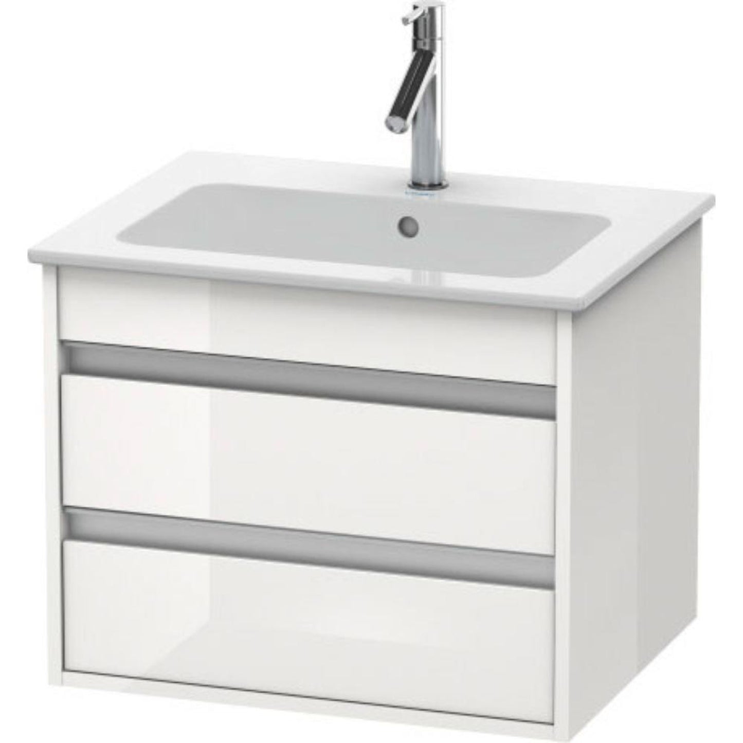 Duravit Ketho 24" x 19" x 19" Two Drawer Wall-Mount Vanity Unit in White High Gloss