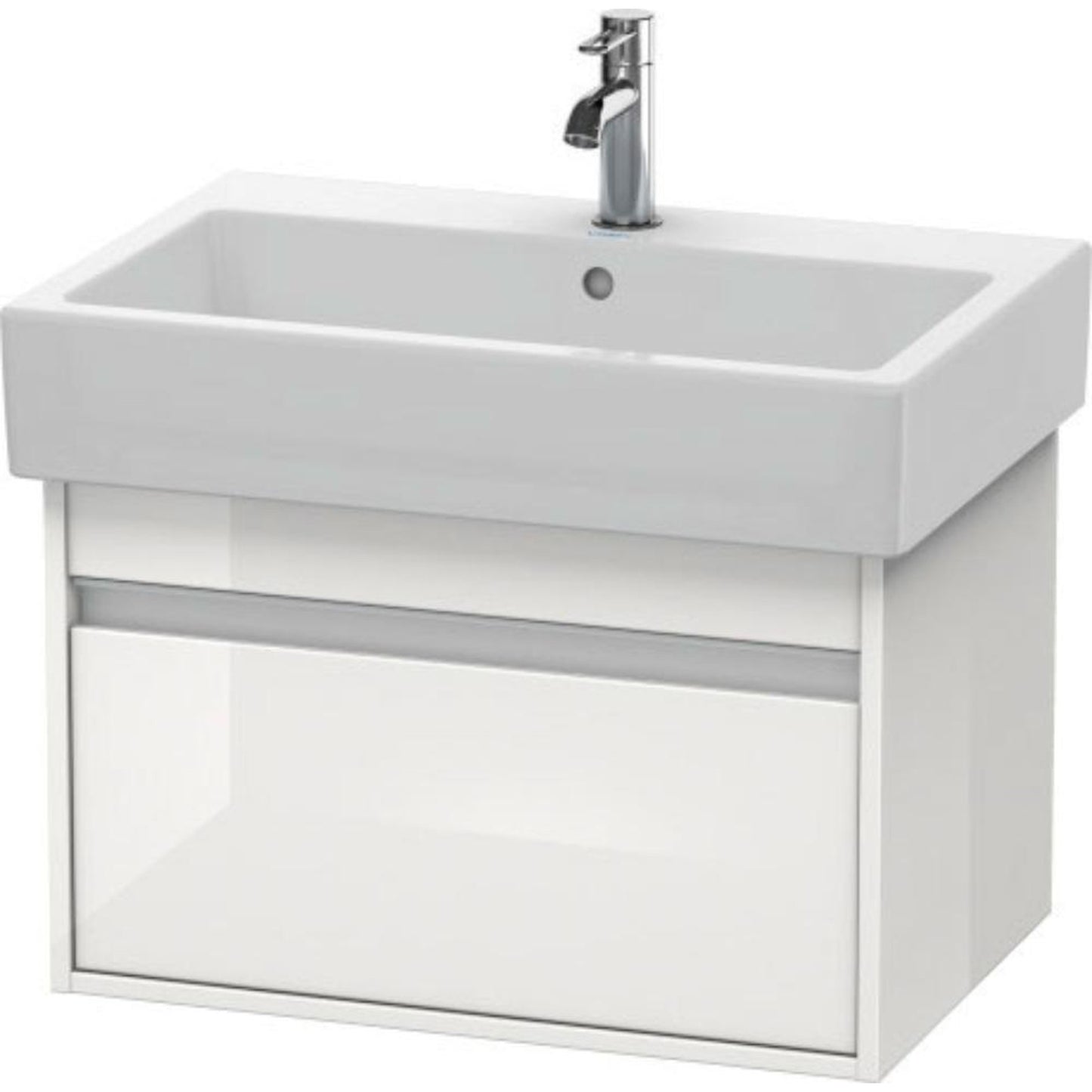 Duravit Ketho 26" x 16" x 17" One Drawer Wall-Mount Vanity Unit in White High Gloss