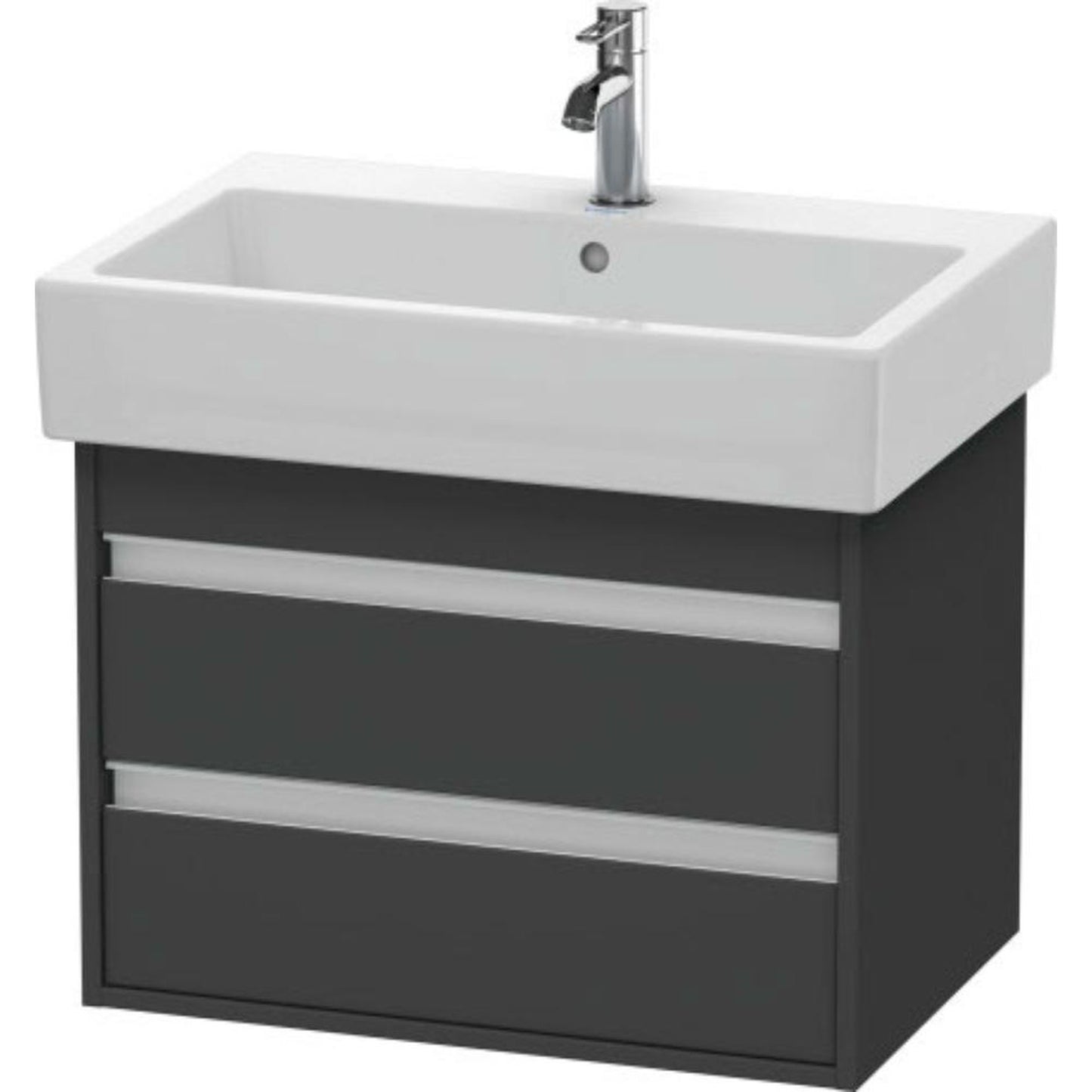 Duravit Ketho 26" x 19" x 17" Two Drawer Wall-Mount Vanity Unit in Graphite Matt